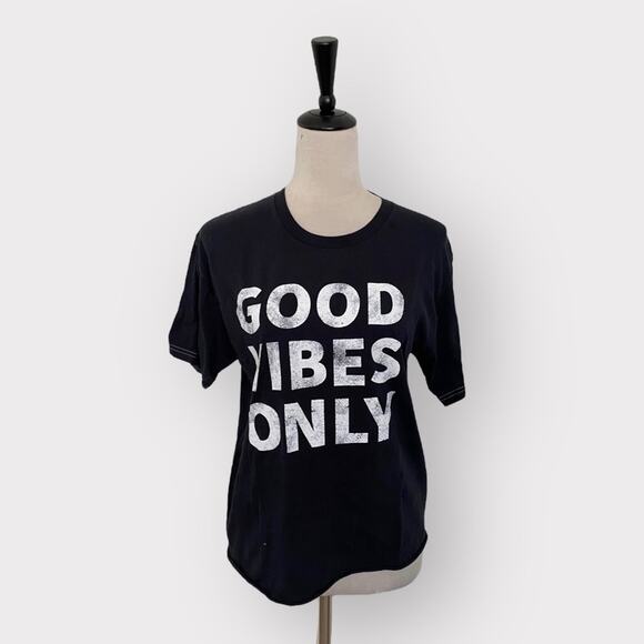 Cotton Good Vibes Only T-shirt Black - Picture 1 of 7